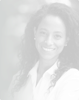 Smiling woman with long curly dark hair